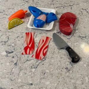 Kids Toy Food Set with Blue and Red Pieces